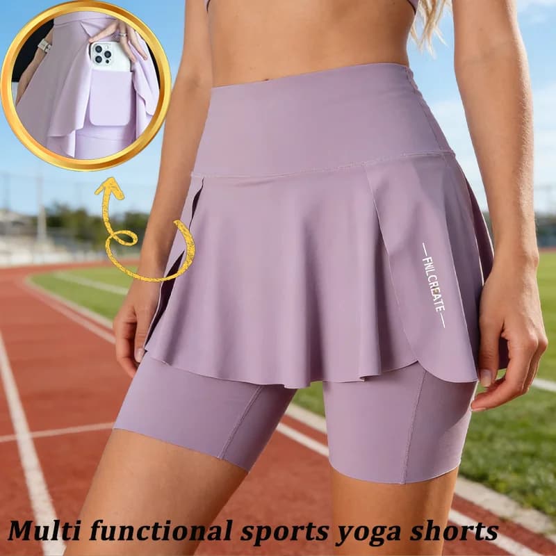 Sports Trousers Set Three Pieces for Women, Summer with Gonna Pocket, Multifunctional Shorts for Cycling and Yoga