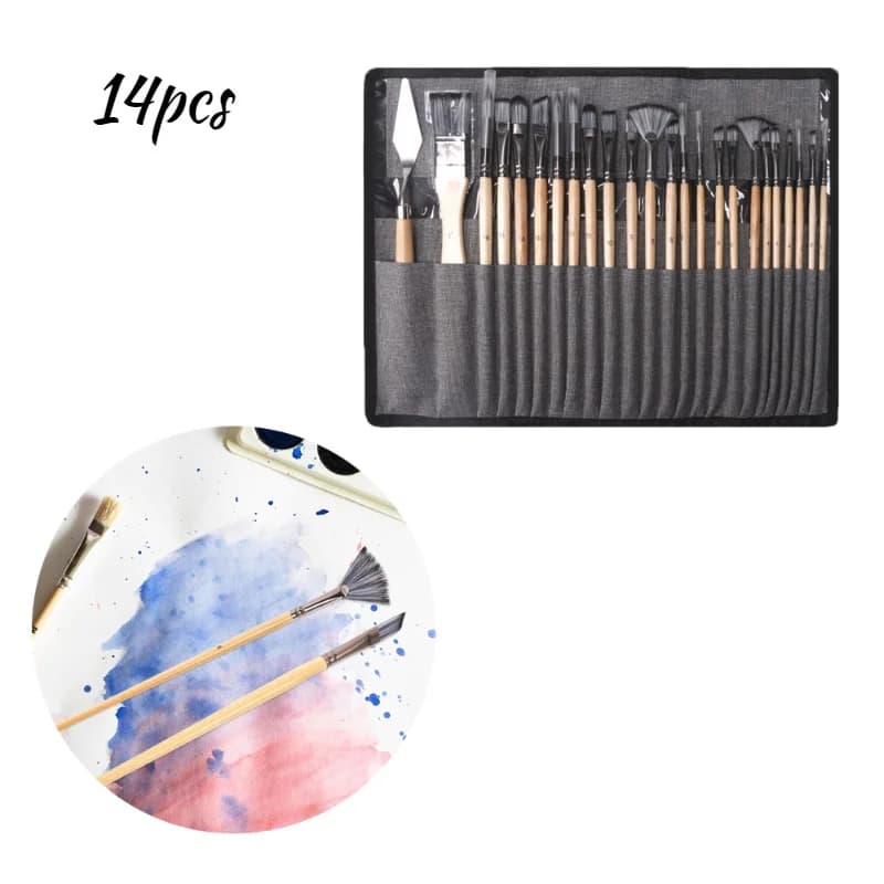 1Set/24Pcs Portable Artists Paint Brush Roll-up Bag Art Beginner Watercolor Oil Painting Face Art Paint Brush Set