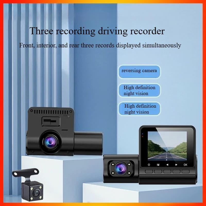 XZY cross-border CardVR three-lens car dash cam three-recording night vision reversing image driving recorder