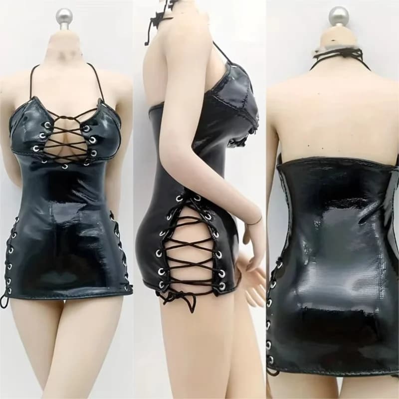 1/6 Bilancia Soldato Femminile Nero Pu Pelle Collant Gonna Abito Modello Misura 12 ''TBL S12D Soldato Action Figure Corpo Bambole