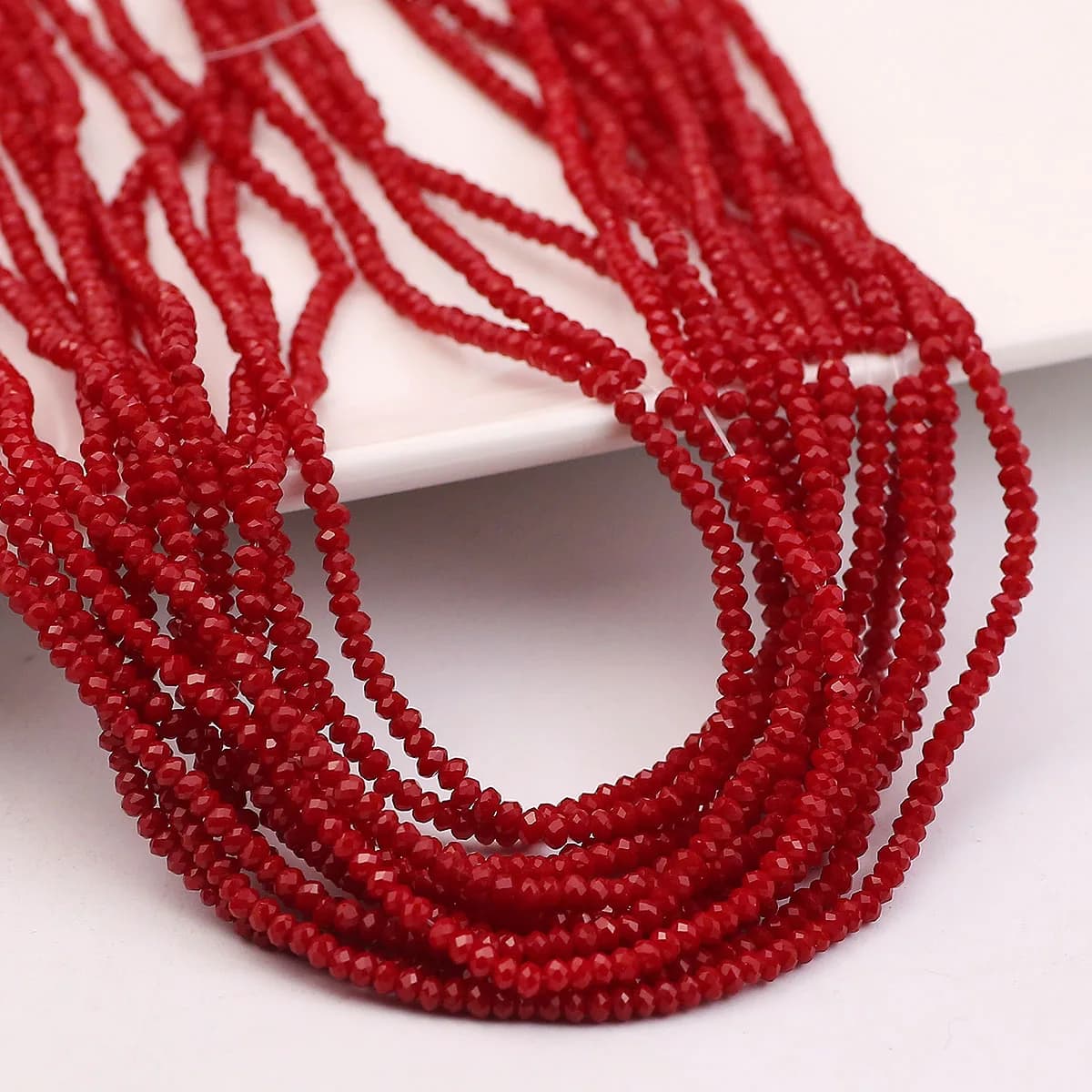 Red Faceted Crystal Glass Flat Round Spacer Loose Beads 150~600pcs 2.5mm For Jewelry Making DIY Bracelets Necklaces Accessories