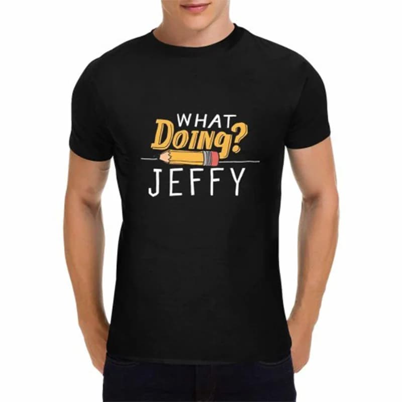 T-shirt girocollo nera da uomo WHAT DOING JEFFY T-shirt a matita WHX 180g