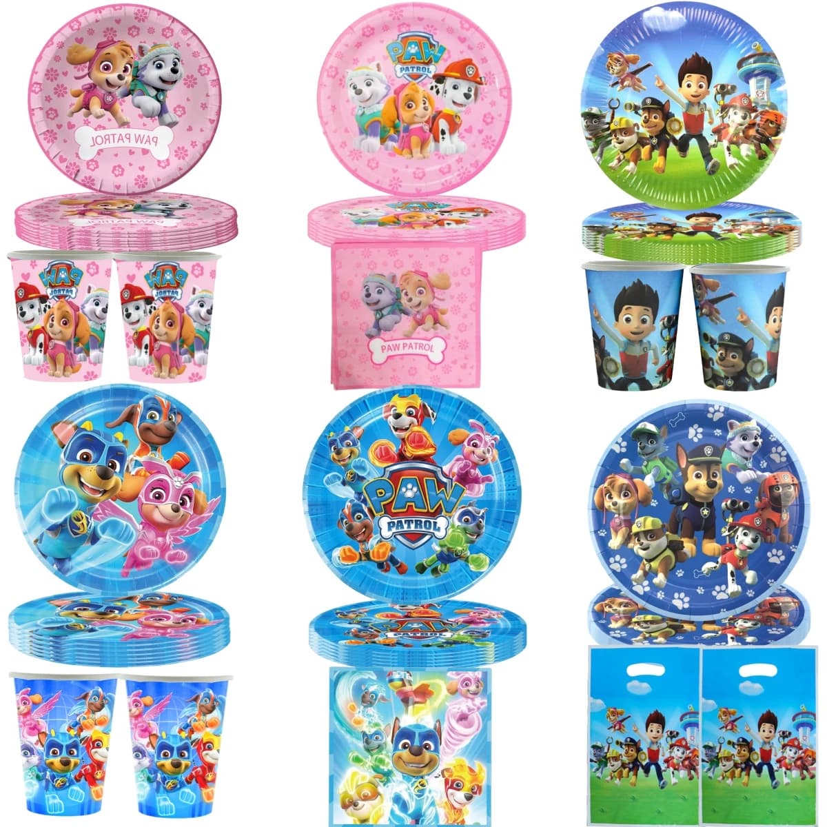 Paw Patrol Decorazioni per feste di compleanno Stoviglie usa e getta Tovaglia Tazza Piatto Tovagliolo Borsa regalo per cani Baby Shower Forniture per feste fai da te per bambini