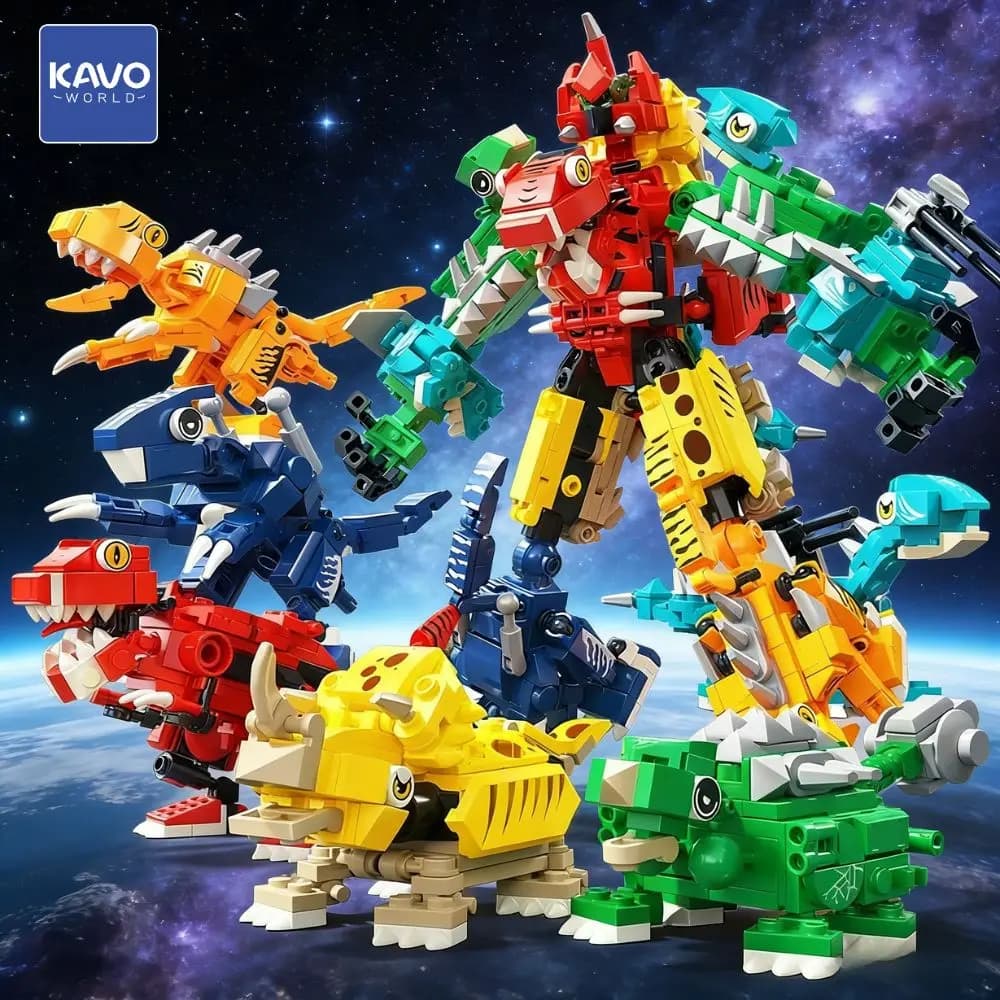 KAVOWORLD 691 Pezzi Dinosauro Mecha Action Figure Mattoncini da Costruzione 6 in 1 Riproduzione Diretta Giocattoli Educativi Creativi Regalo per Bambini