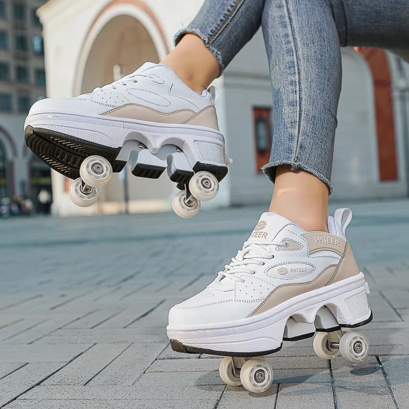 Parkour shoes with deformation, roller skating shoes, unisex roller skates for children and adults, FSK quad skating shoes for street fitness