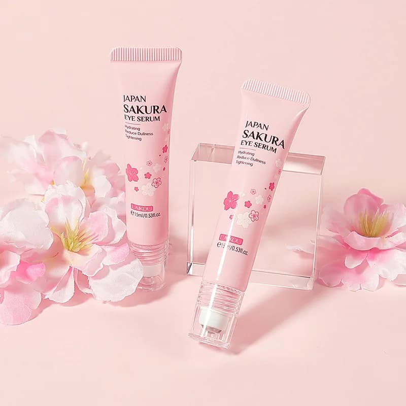 LAIKOU Sakura Eye Serum Eye Roll Vitamin C Massage Hyaluronic Acid Skin Care Handbags Moisturizing Cream Dark circles 15ml