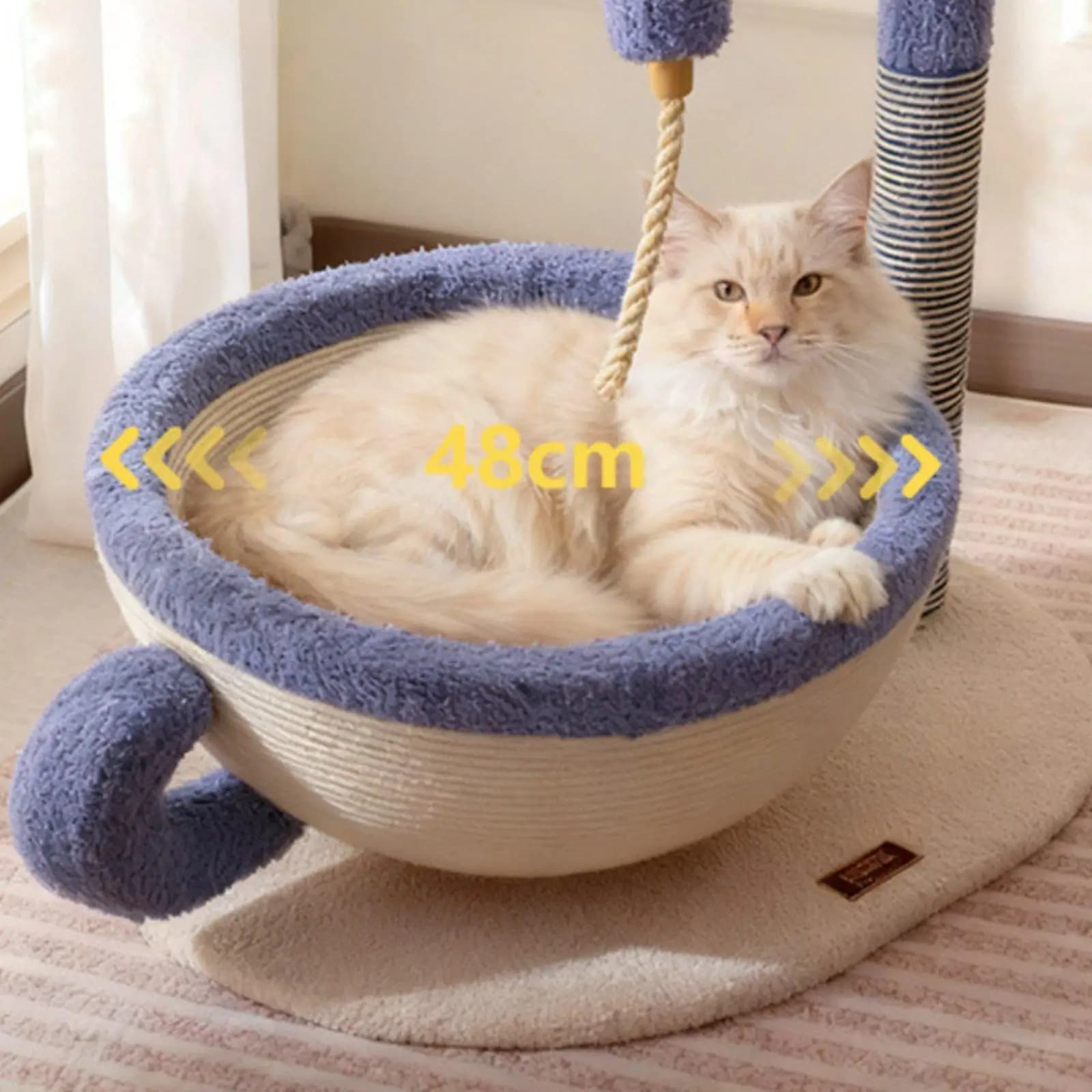 Cat Scratching Board Sisal Teddy Velvet Lounger for Indoor Cats Large Stable Base Cozy Sleeping Bowl Furniture