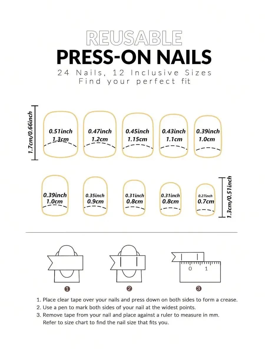 24 Reusable Short Square French Tip Press-On Nails With File And Gel Polish, Minimalist Dual-Tone Pattern, 12 Sizes Included