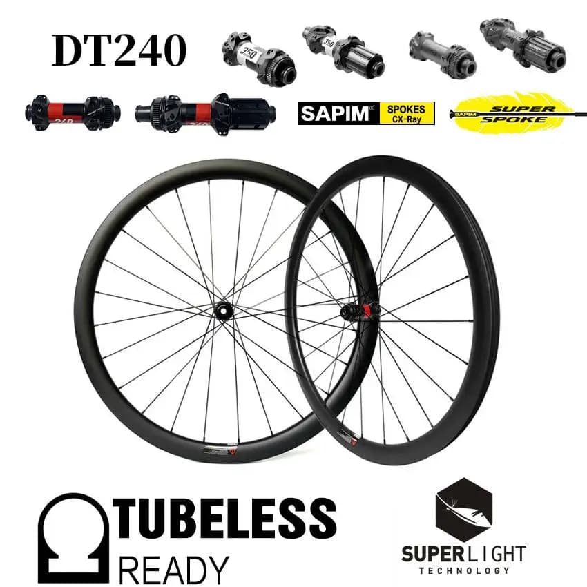 Ruote in carbonio super leggere Freno a disco 28mm Larghezza 700c Cerchio in carbonio DT240 DT180 DT350 Set di ruote per bici da strada con blocco centrale Ghia Racing