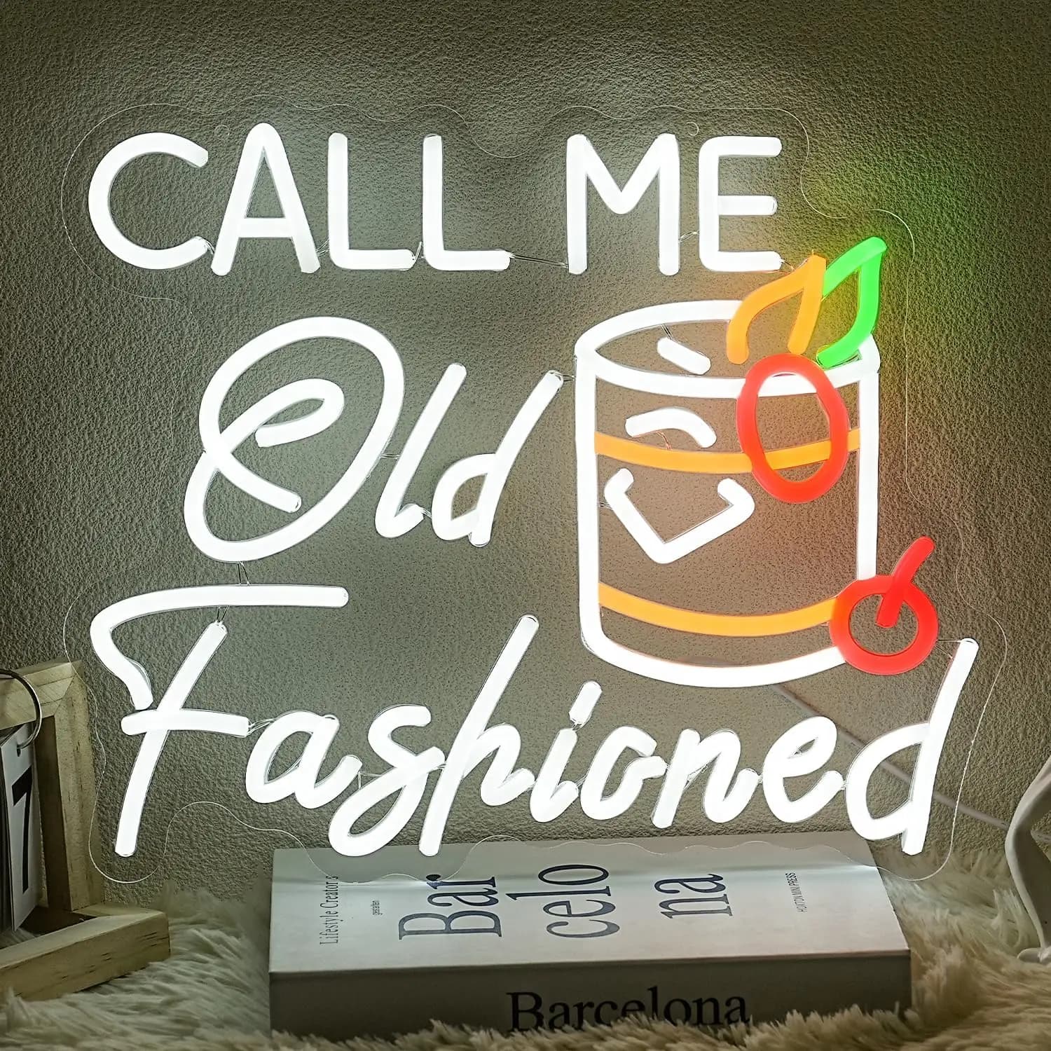 Insegna al Neon 'Call Me Old Fashioned', Luce LED per Cocktail, Decorazione da Parete per Bar, Pub, Feste, Camera da Letto, Negozio