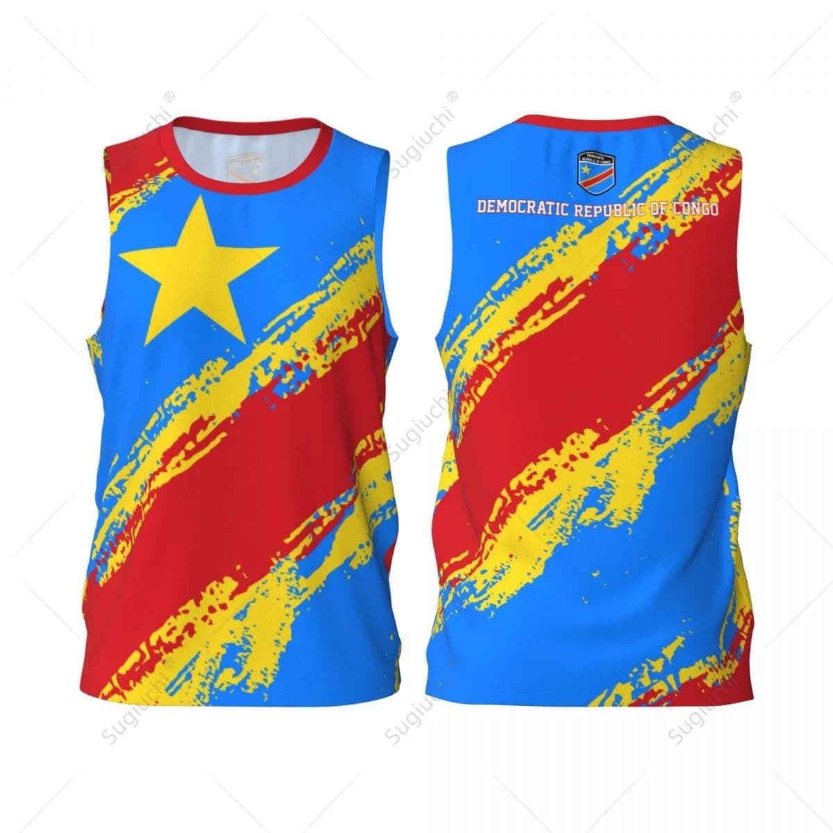 Men Basketball Sports Democratic Republic Of Congo Running Fitness Multifunction Jersey Sleeveless shirt Custom Name Nunber