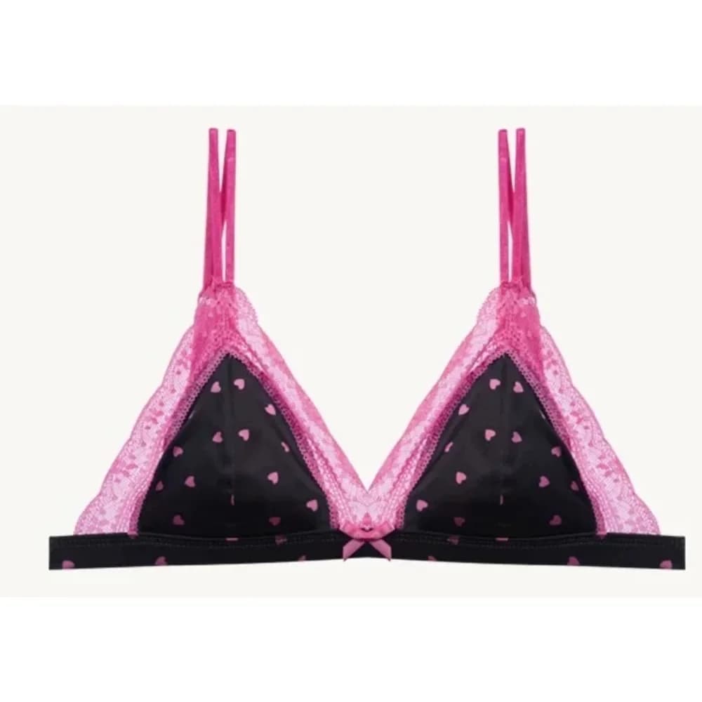 Teen Girls French Sweet Satin Lace Triangle Cup Bra Set Wirefree Thin Cup Small Bust Push Up Sexy Coquette Floral Bow Underwear