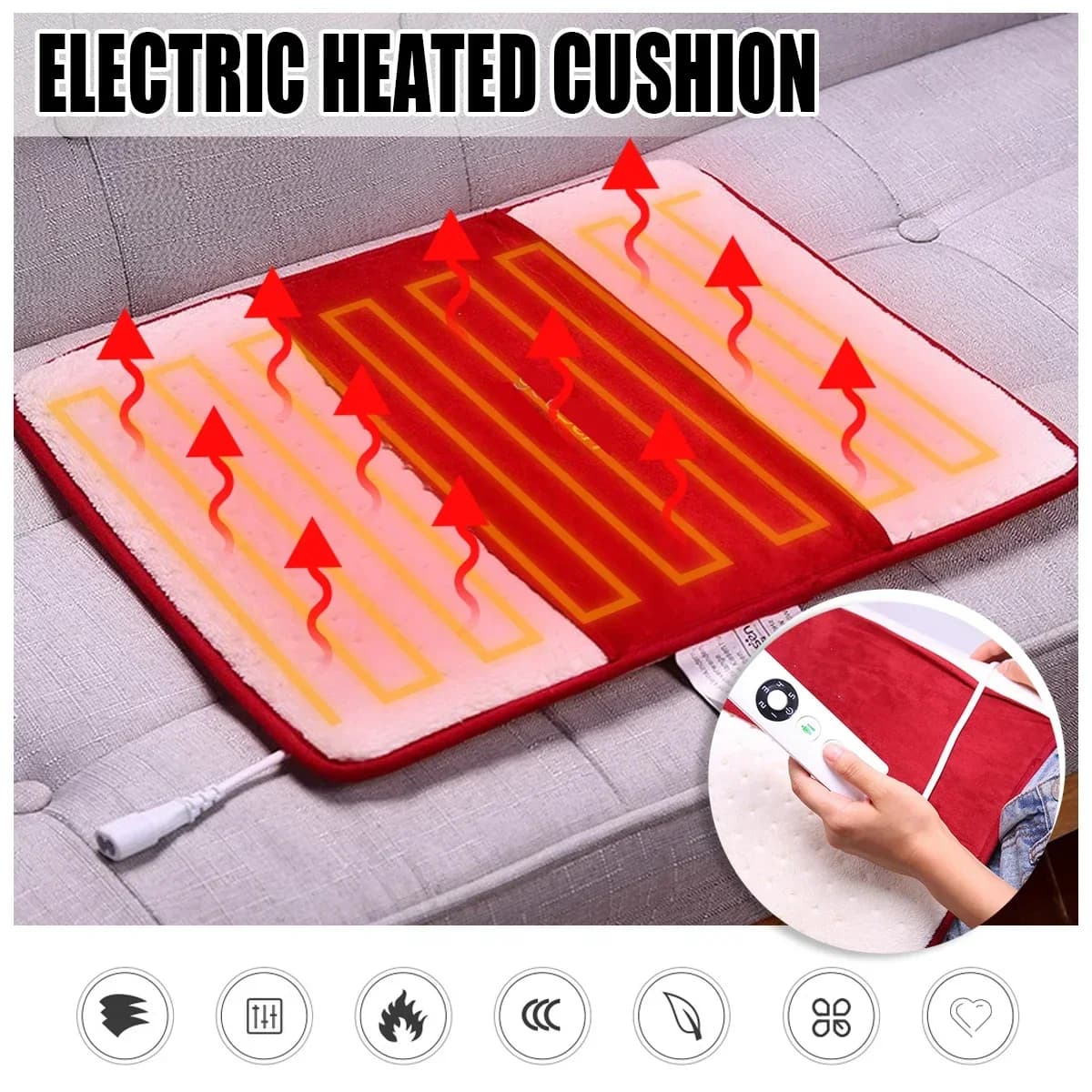 220V Electric Heated Pad Heat Mat Heating Blanket Warming Bed Carpet Feet Cushion Neck Back Shoulder Pain Relief Body