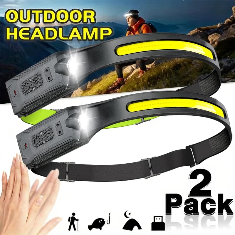 LED Front Lamp Rechargeable 3 Mode Front Flashlight with Light Built-in Battery Running Light for Outdoor Camping Emergency Lamp