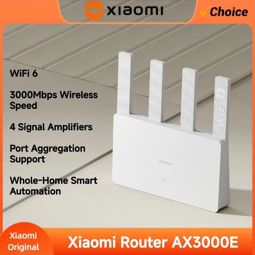 Router WiFi 6 Xiaomi AX3000E, Velocità Wireless 3000Mbps, Amplificatore di Segnale a 4 Vie, Aggregazione Porte, Ripetitore Smart per Tutta la Casa