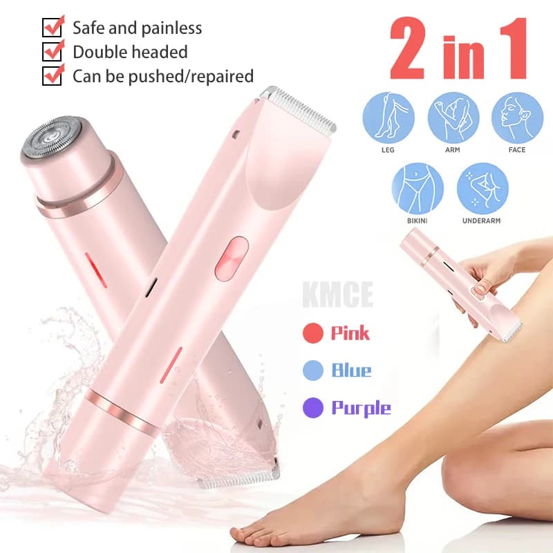 2025 Rasoio elettrico ricaricabile impermeabile Mini donna Bikini Trimmer Body Hair Remover Mini Epilatore elettrico a doppia testa