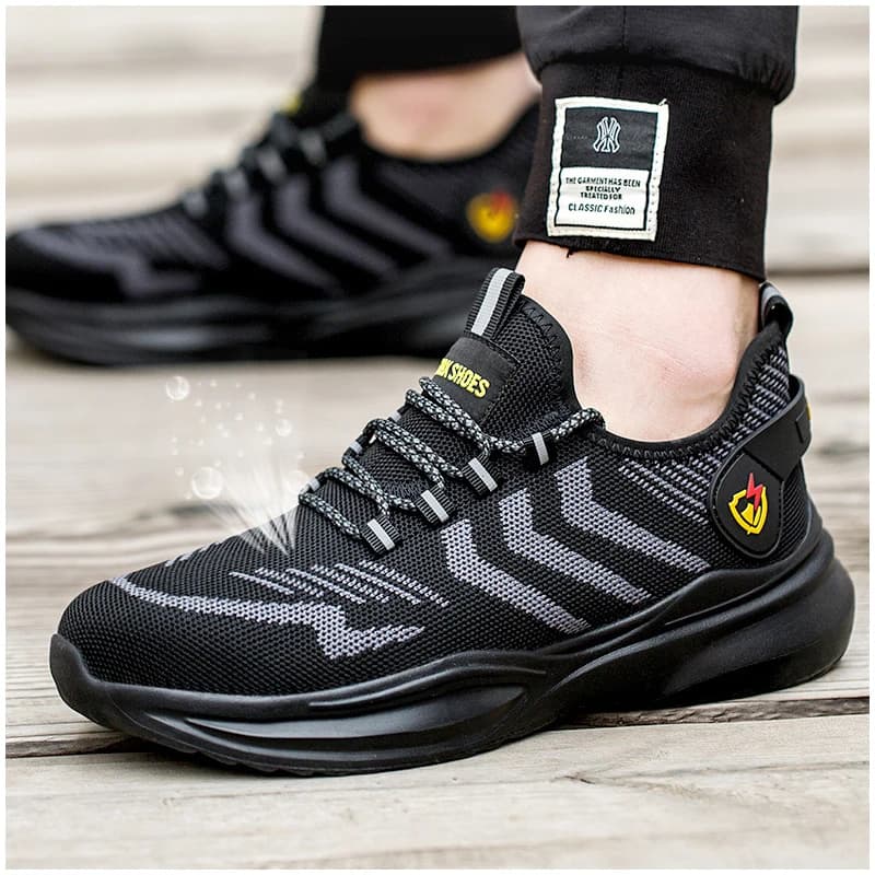 Scarpe antinfortunistiche da uomo alla moda con puntale in acciaio, sneakers da lavoro in mesh traspirante, stivali di sicurezza estivi, calzature protettive per operai