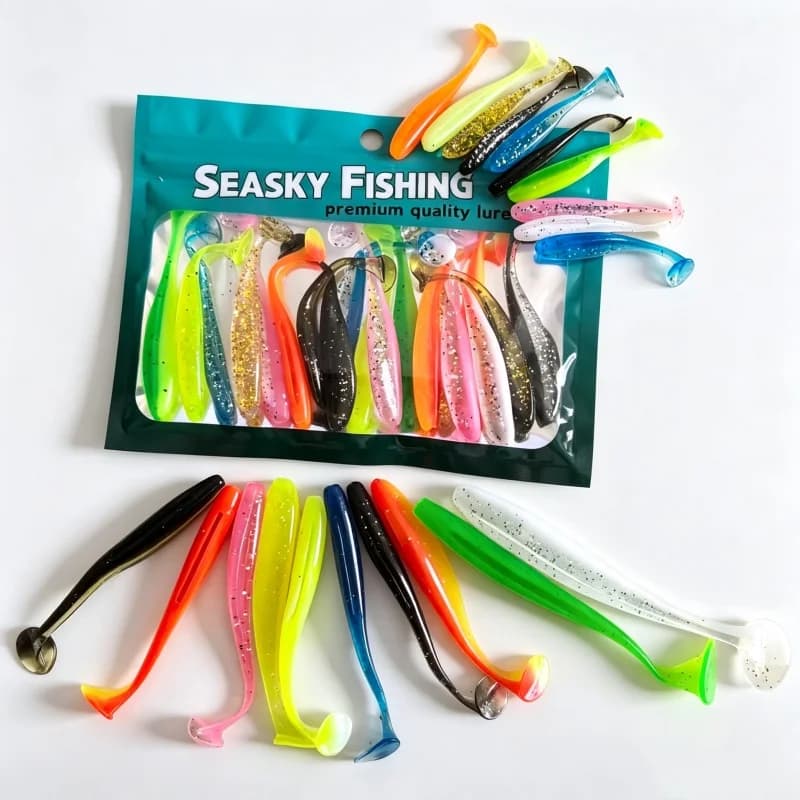 20/50pcs Fishing Lure Soft Tail Bait Set 55-120mm Swimbaits Silicone Wobblers Pesca Bass Carp Fishing Tackle Fishing Accessories