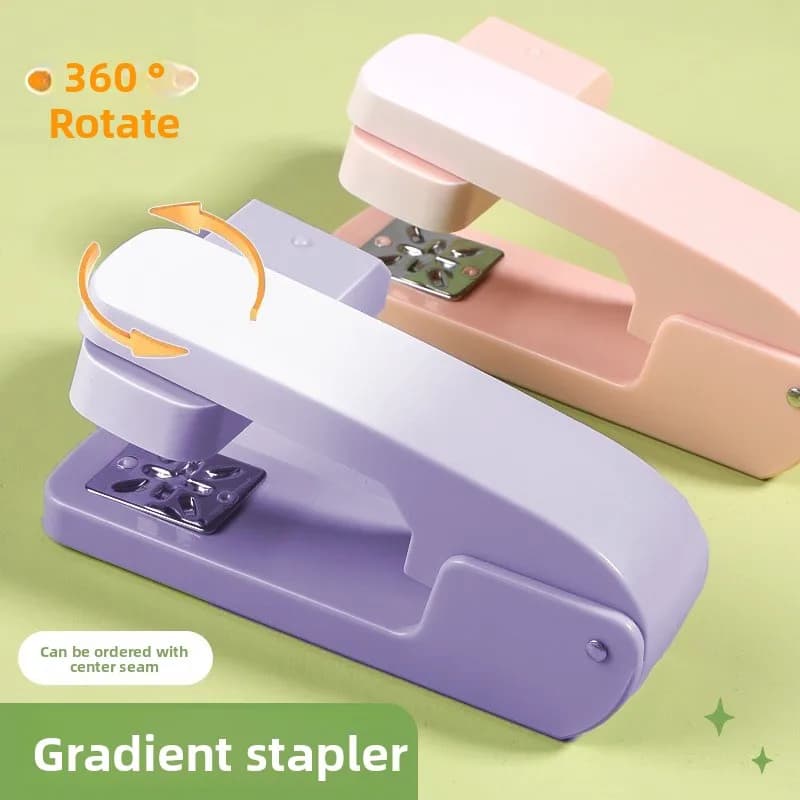 Cucitrice Rotante a 360 Gradi di Media Dimensione, Design Ergonomico a Colori Sfumati, Rimuovi Graffette per Studenti, Cucitrice di Alta Qualità Formato 12