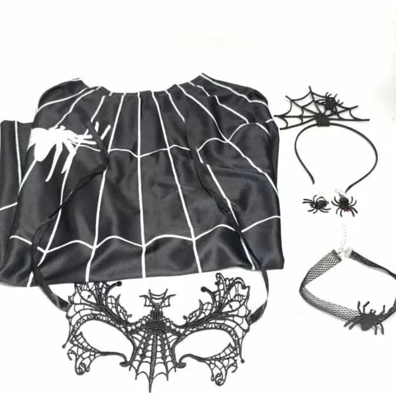 Halloween Spider Web Mantle Poncho Menswear Poncho Black Party Cosplay Hair Accessories witch Hat Charm Party GD