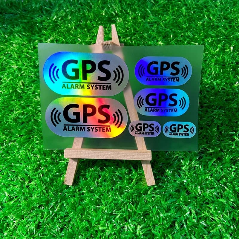 1 set of laser bicycle stickers with waterproof GPS alarm system for handlebar top tube of road bike box for motorcycle helmet decal vinyl decals for scooter