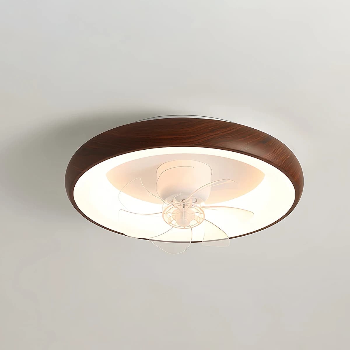 Ventilatore da soffitto per camera dei bambini Lampada a LED a spettro completo in noce per camera da letto Sala da pranzo Studio Ventilatore elettrico oscillante a 360 gradi