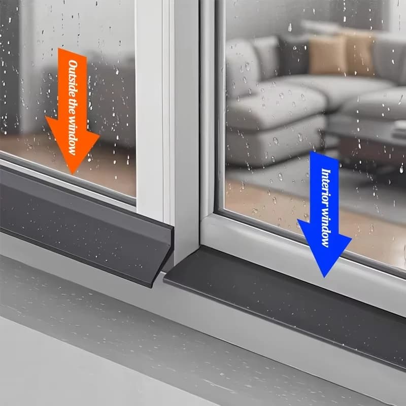 100cm Home Window Water Blocking Bar Sliding Window Rain Weatherstrip Balcony Insulation Windproof Sealing Strip Flashing Board