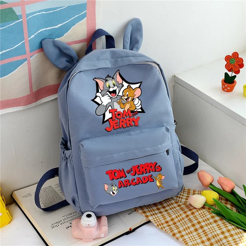 Tom and Jerry Cute School Bag Student Knapsack Teenager Anime Cartoon Printed Backpack Large Capacity Book Bag Rucksack Gift New