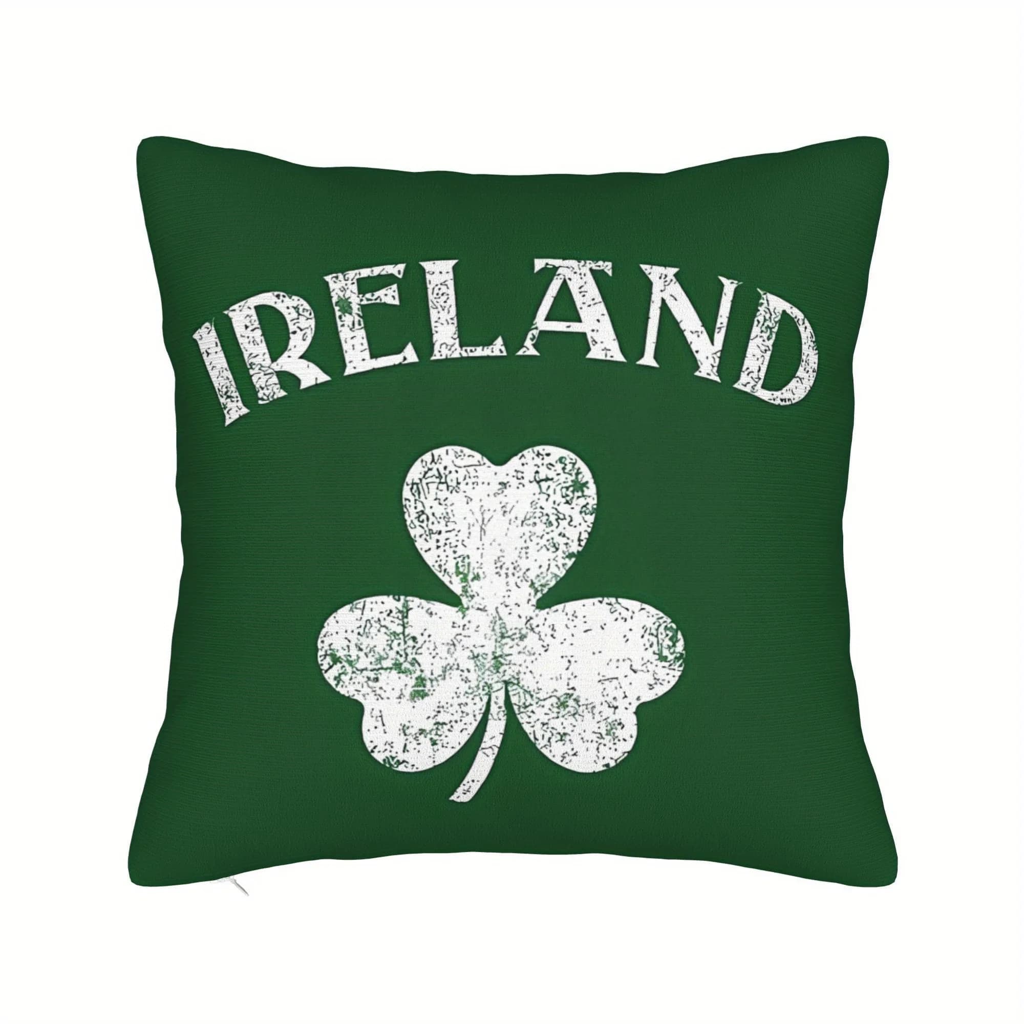 Irish Festival Style Double Sided Cushion Cover with Shamrock Clover Pattern for Interior Home Irish Sofa Decor