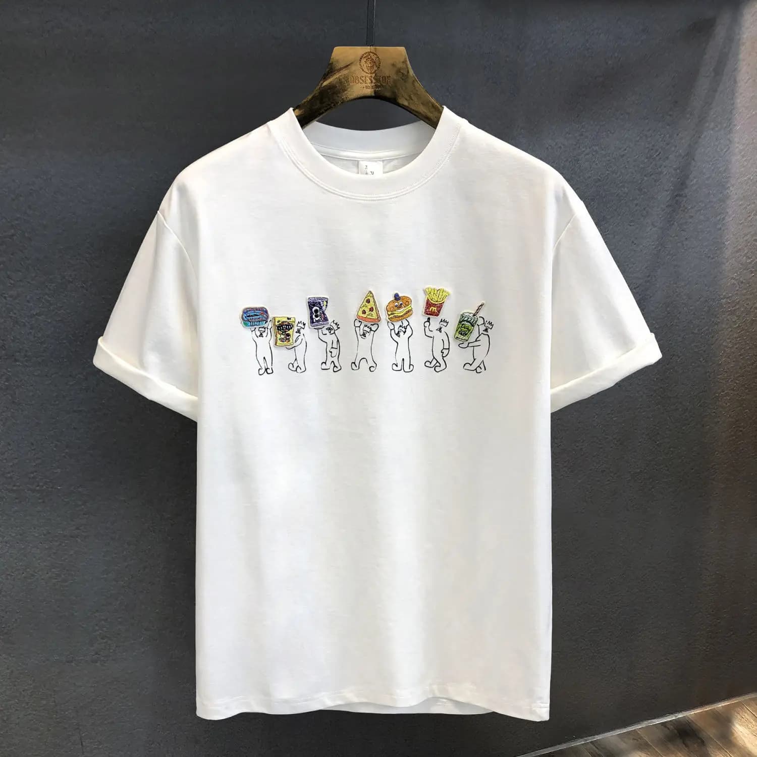 Pure Cotton Printed And Embroidered Short Sleeve T-Shirt Loose Fit for Men Women Summer Casual Wear Couple's Clothing