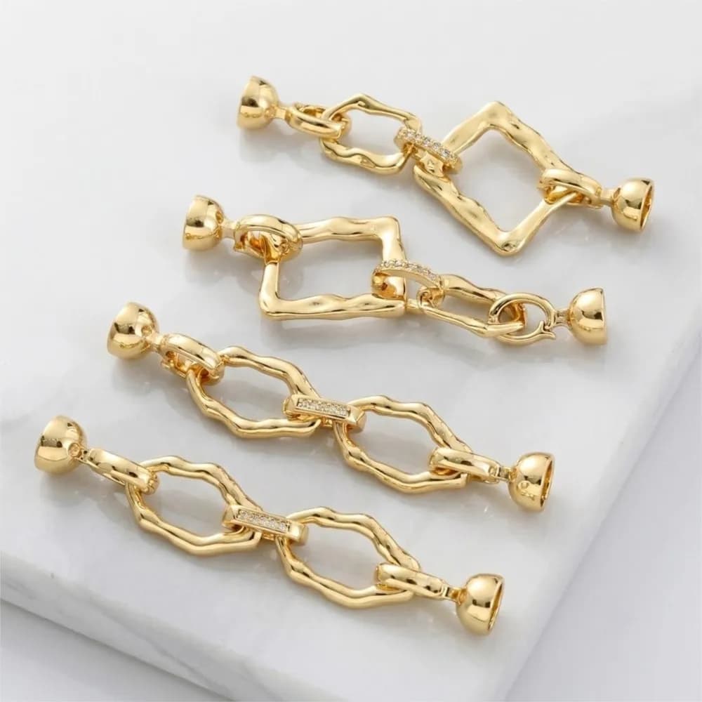 1Piece 18k Gold-plated Simple Oval Irregular Connection Buckle For DIY Bracelet Necklace Jewelry Making Material Accessories