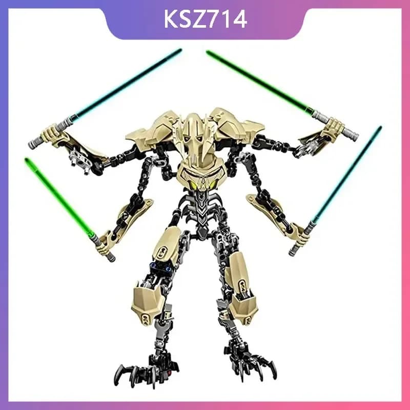 183 pz Ksz714 Star Action Figure Toy Anime Generale Robot Grievous Con Spada Laser Maniglia Arma Da Combattimento Modello Building Blocks Regali