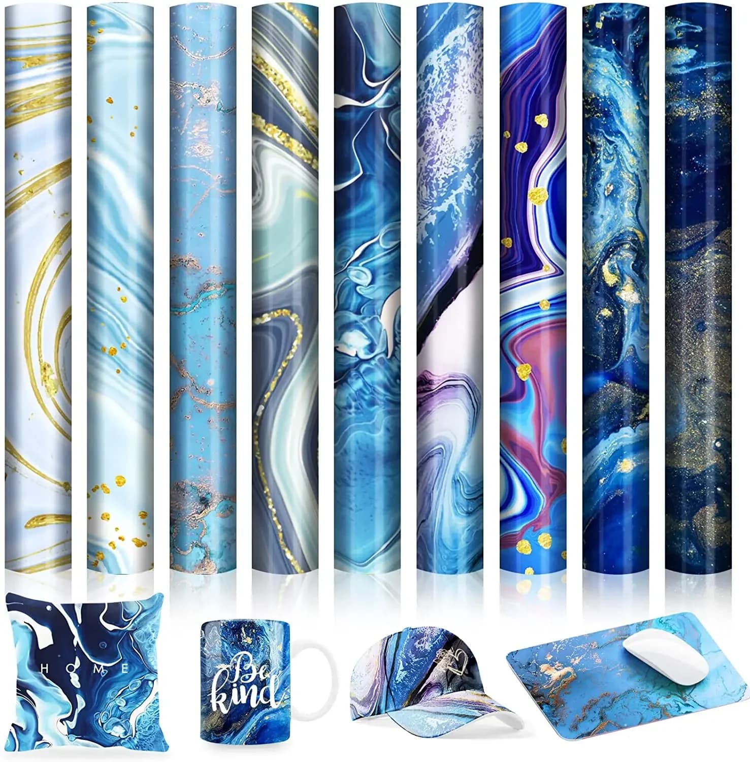 Lucky Goddness Foglio di inchiostro di carta per trasferimento in marmo blu 1 pz 12x12 "Inchiostro per trasferimento a sublimazione per magliette di carta per trasferimento in vinile per tazze