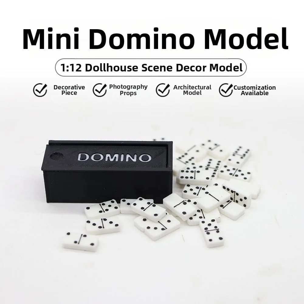 1 Set 1:12 Casa delle bambole in miniatura Domino Modello Dot Mini in bianco e nero Costruzione di giocattoli di apprendimento PLA Giocattoli educativi per case da gioco