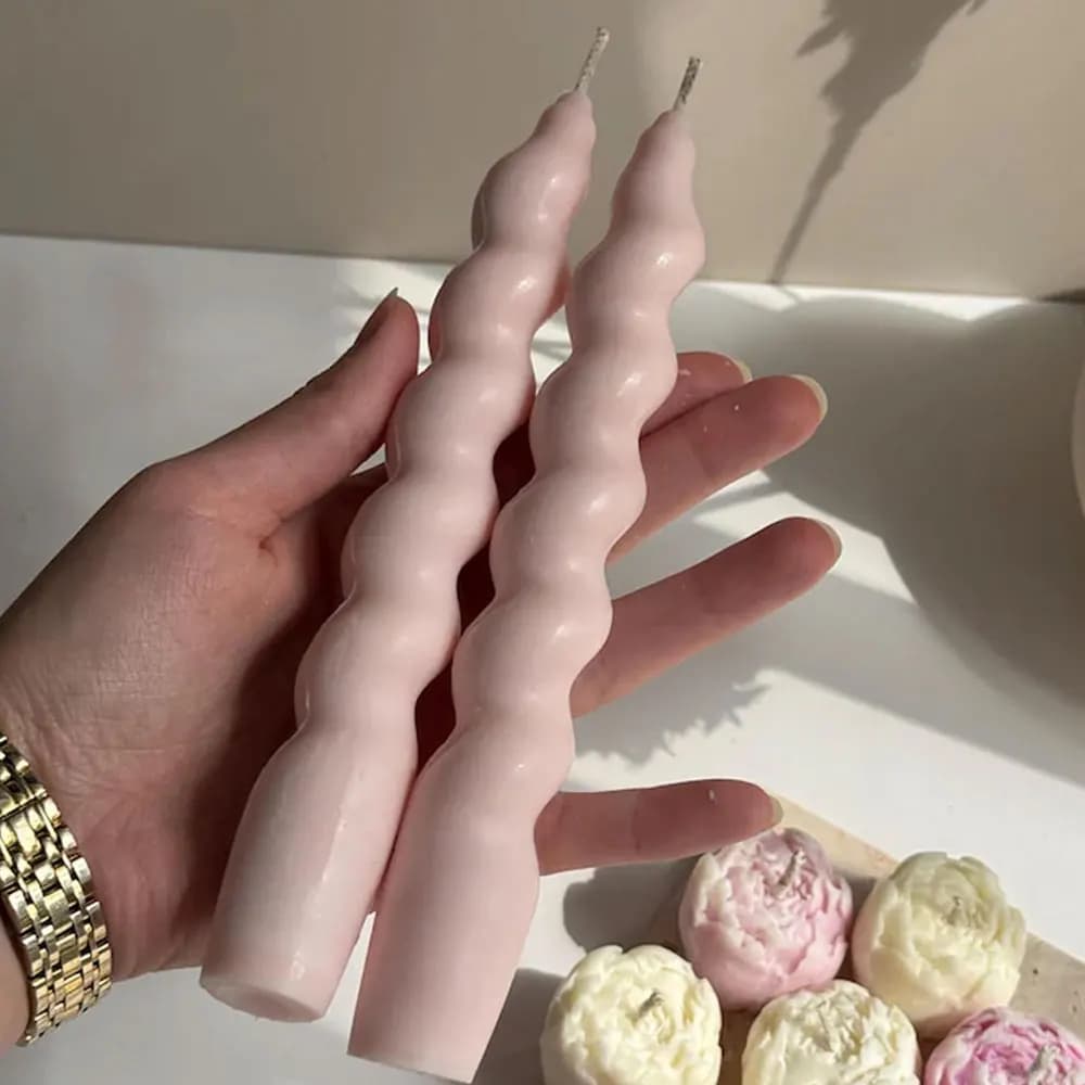 Spiral Pillar Candle Mold Taper Acrylic Candle Stick Hold Candlelight Dinner Ornament DIY Irregular Gypsum Column Wedding Decor