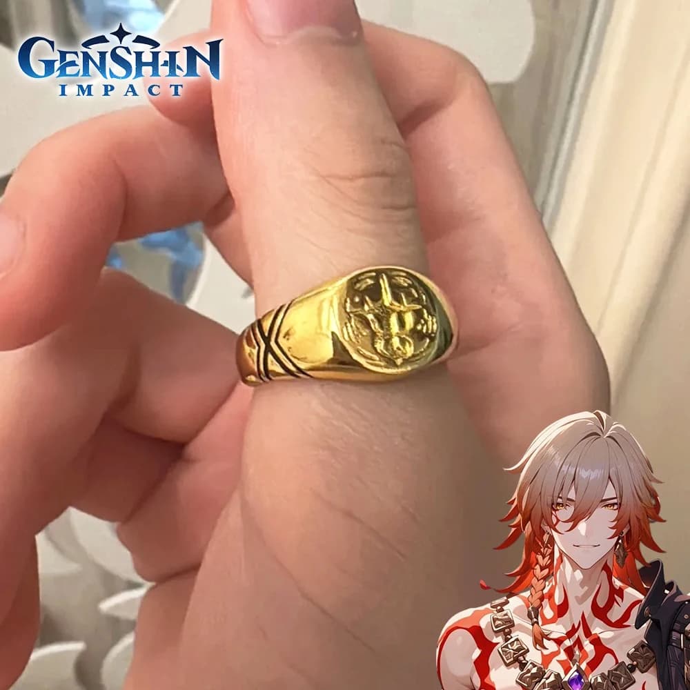 Gioco Honkai Star Rail Mydei Anello Cosplay Anello vintage regolabile in metallo dorato Accessori per gioielli per coppie
