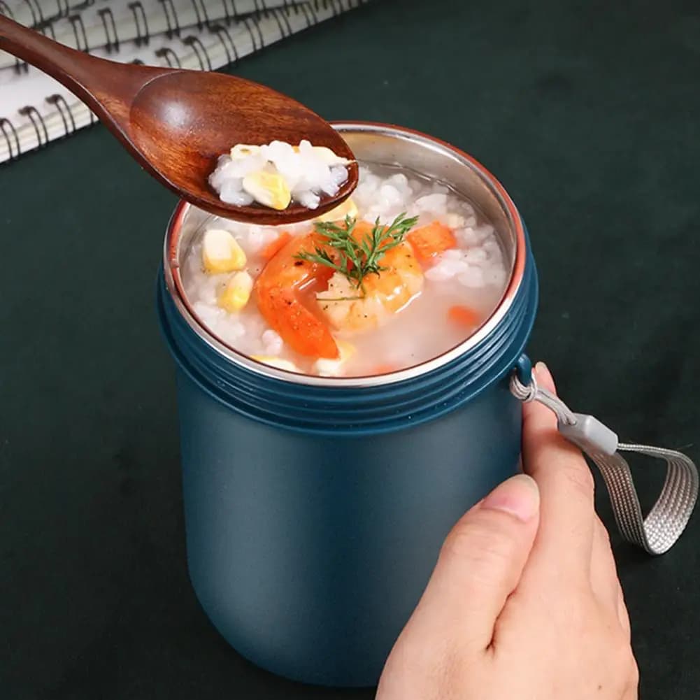 Tazza da minestra isolata da 500ML con coperchio con fibbia barattolo per alimenti sottovuoto a tenuta stagna bocca larga contenitore per il pranzo in acciaio inossidabile