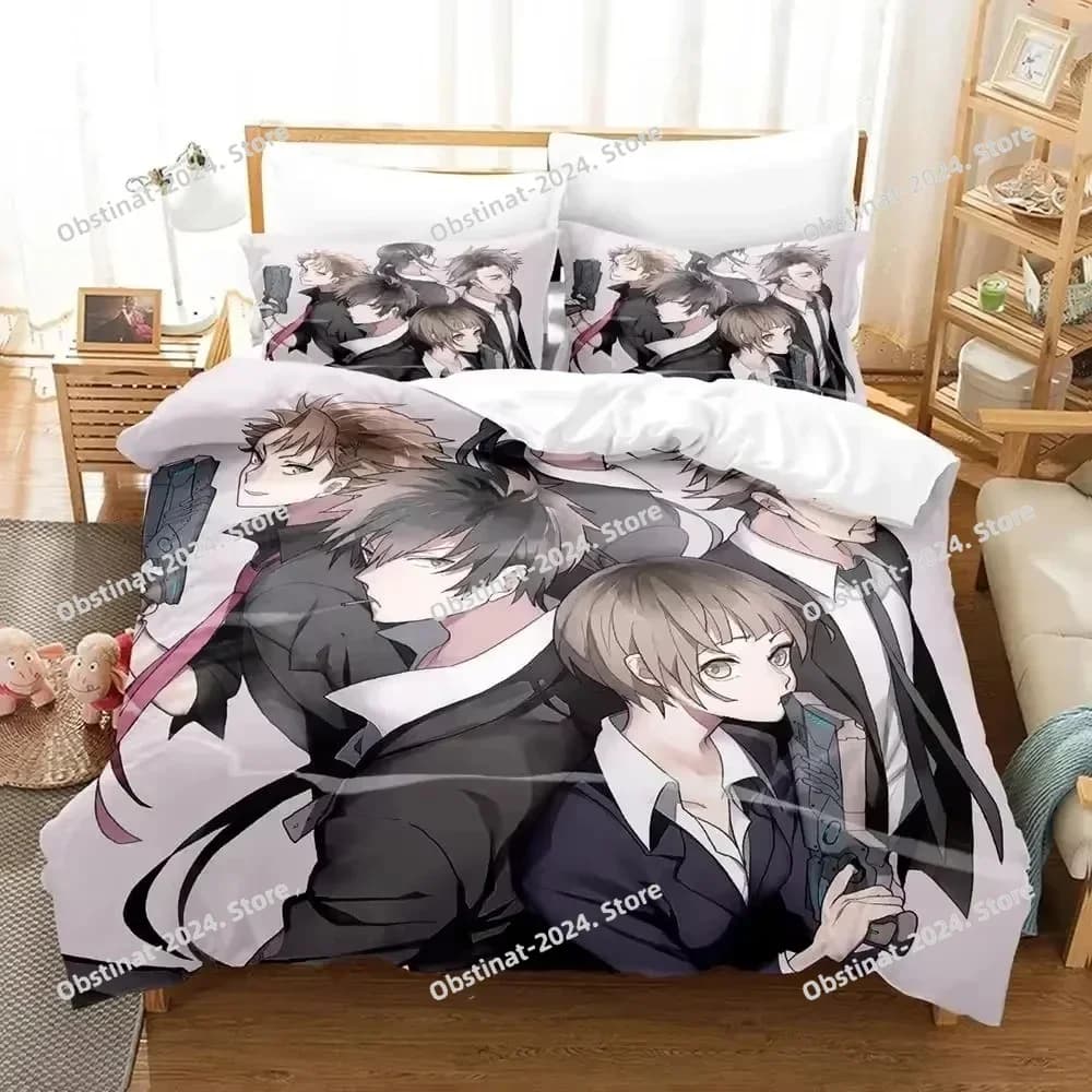 Anime Psycho Pass Set letto stampato Copripiumino Federa Set biancheria da letto Lenzuolo Copripiumino Completo Queen King Size