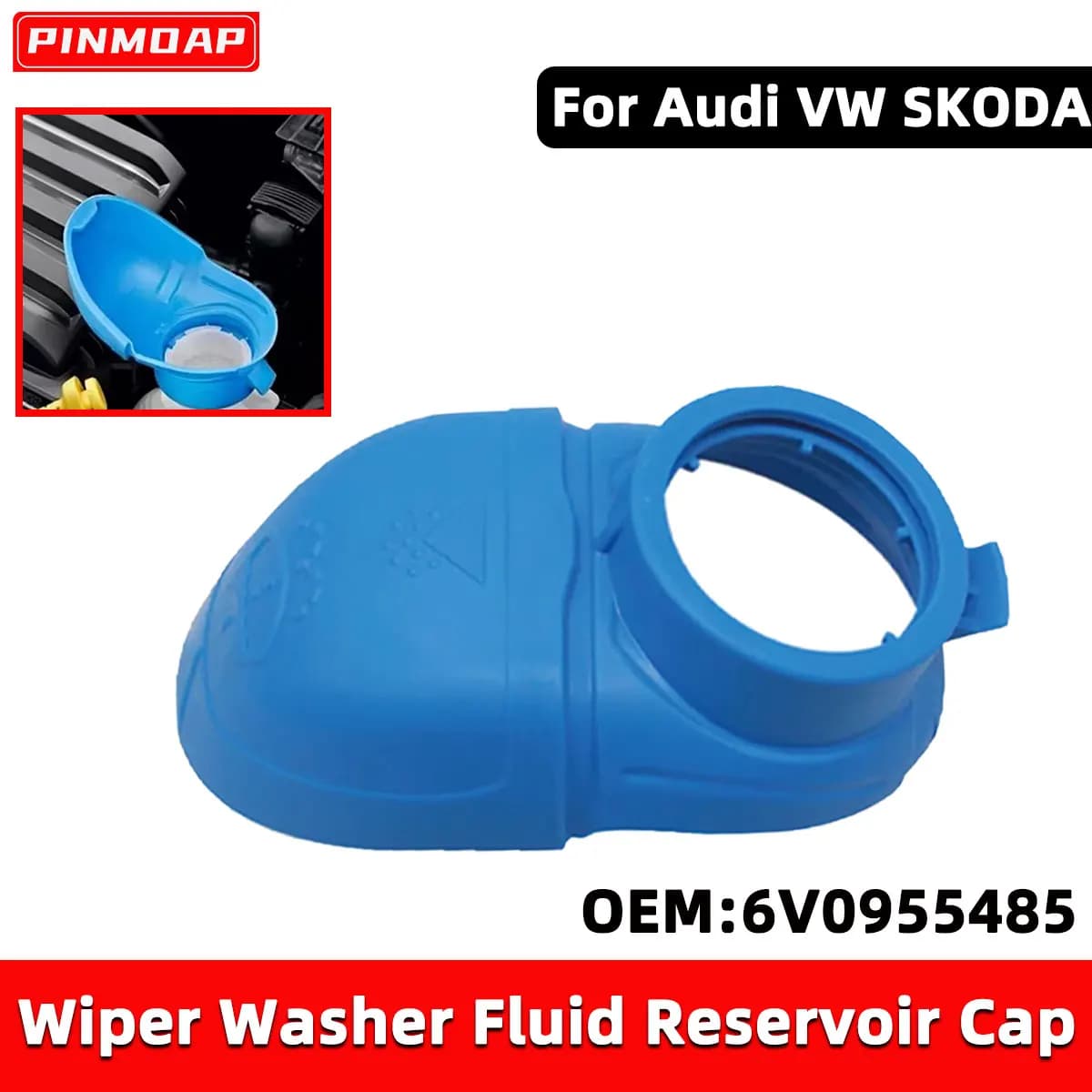 PINMOAP 6V0955485 00009670 Coperchio del serbatoio del liquido lavavetri adatto per la sostituzione del coperchio della bottiglia d'acqua VW SKODA Audi