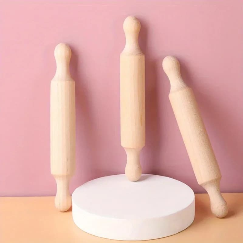 Mini Mattarello in Legno - Un Mattarello Robusto in Legno Massiccio Adatto per Cuocere Pizza, Pasta e Modellare l'Argilla