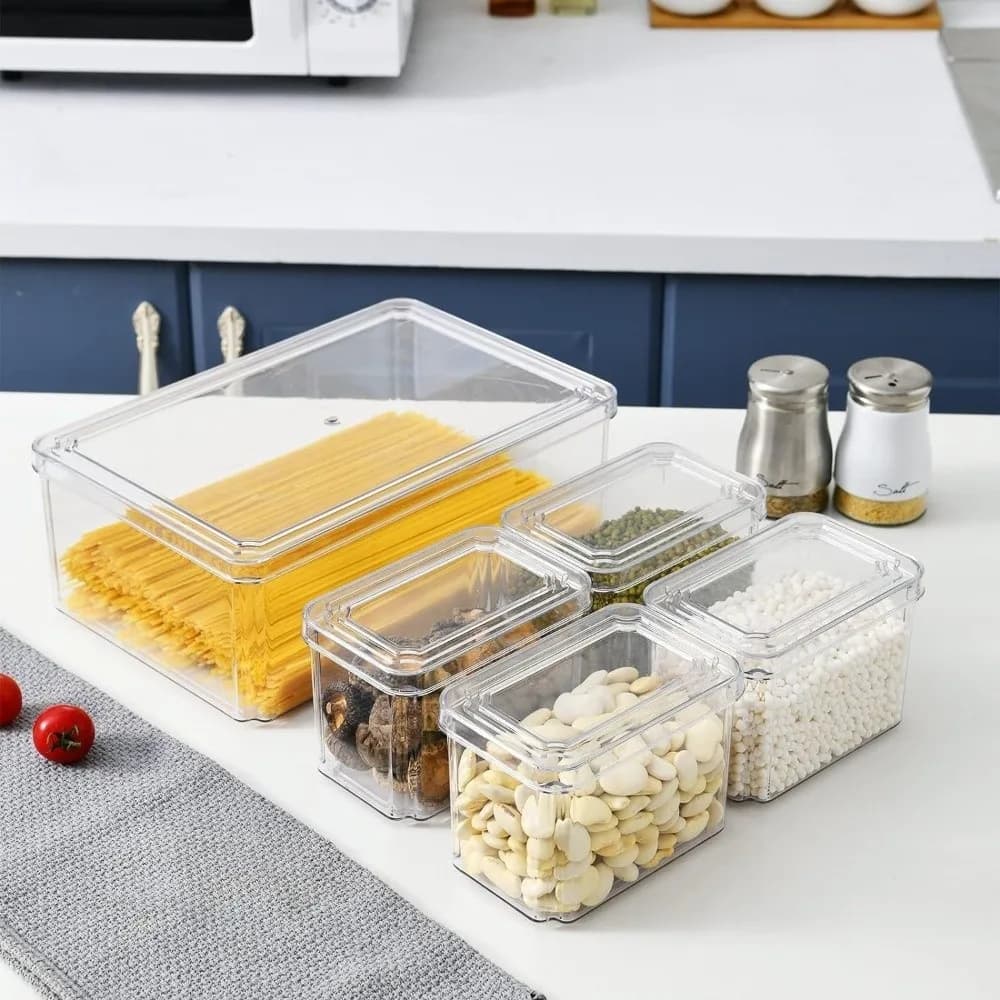 Contenitore trasparente per frigorifero con coperchi, contenitori ermetici per alimenti, contenitore in plastica per cucina, contenitore per frutta