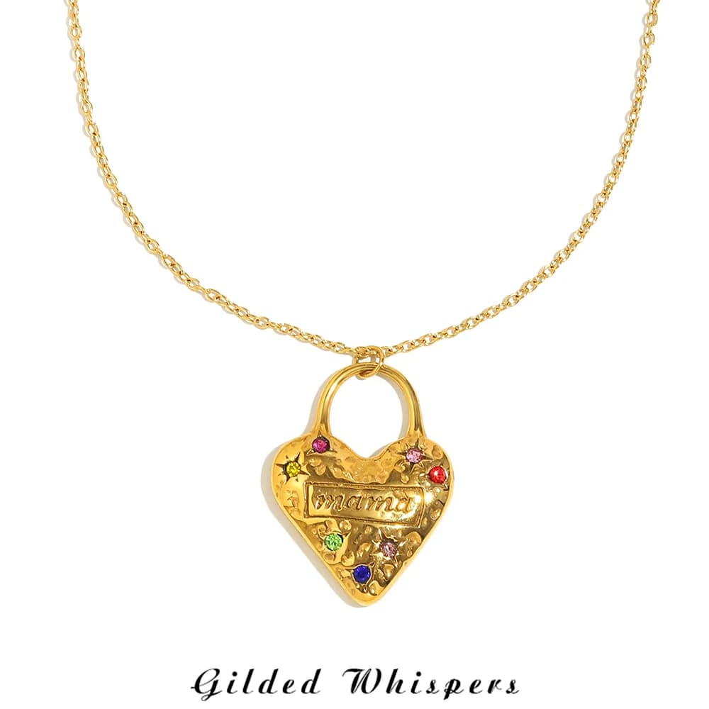 Sussurri Dorati | Collana con Ciondolo a Forma di Lucchetto in Acciaio Inossidabile, Gioiello Impermeabile alla Moda, Charm Colorato per Donne