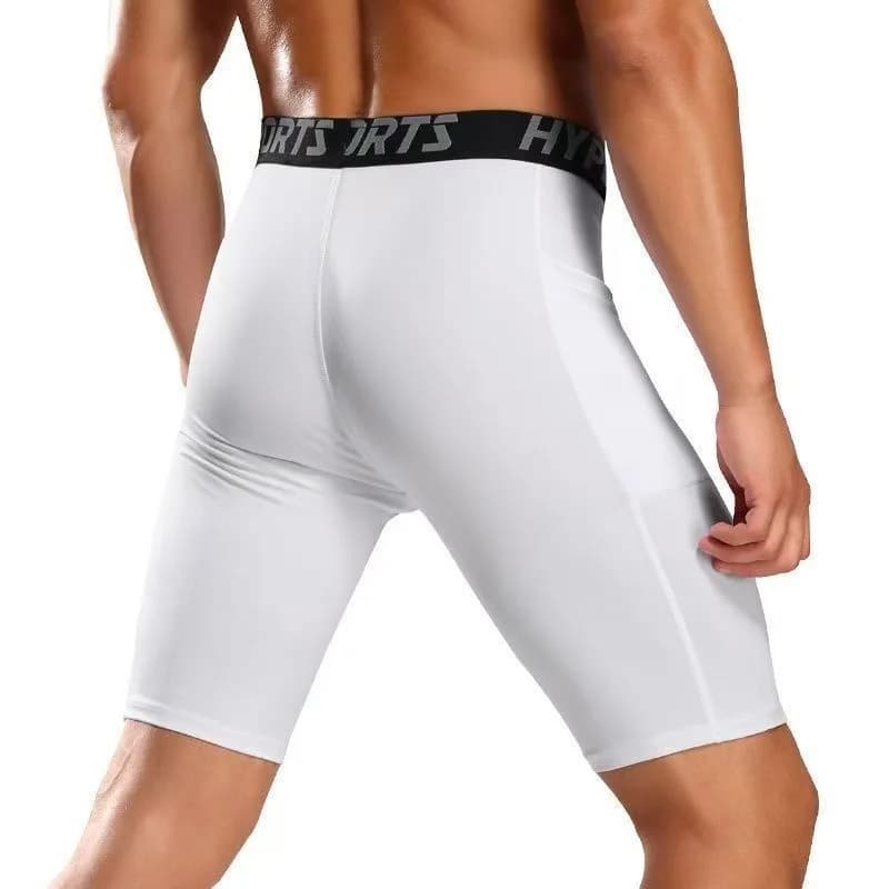 High Performance Men's Compression Shorts With Pocket - Quick Dry Breathable Stretchy Base Layer For Cycling Sports Gym