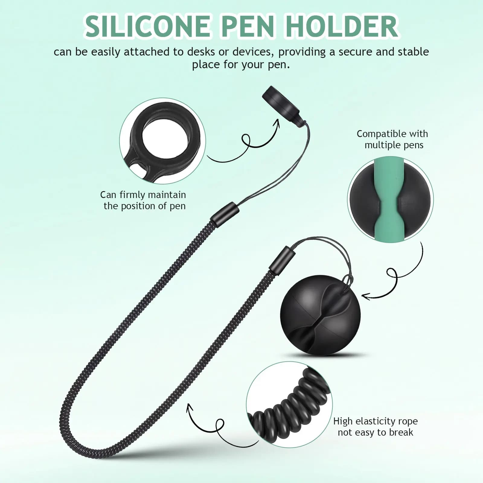 2 Pezzi Cordino Elastico Anti-Smarrimento per Penne Touch, Laccetto Elastico per Penne, Tablet e Clipboard da Scrivania per Disegno