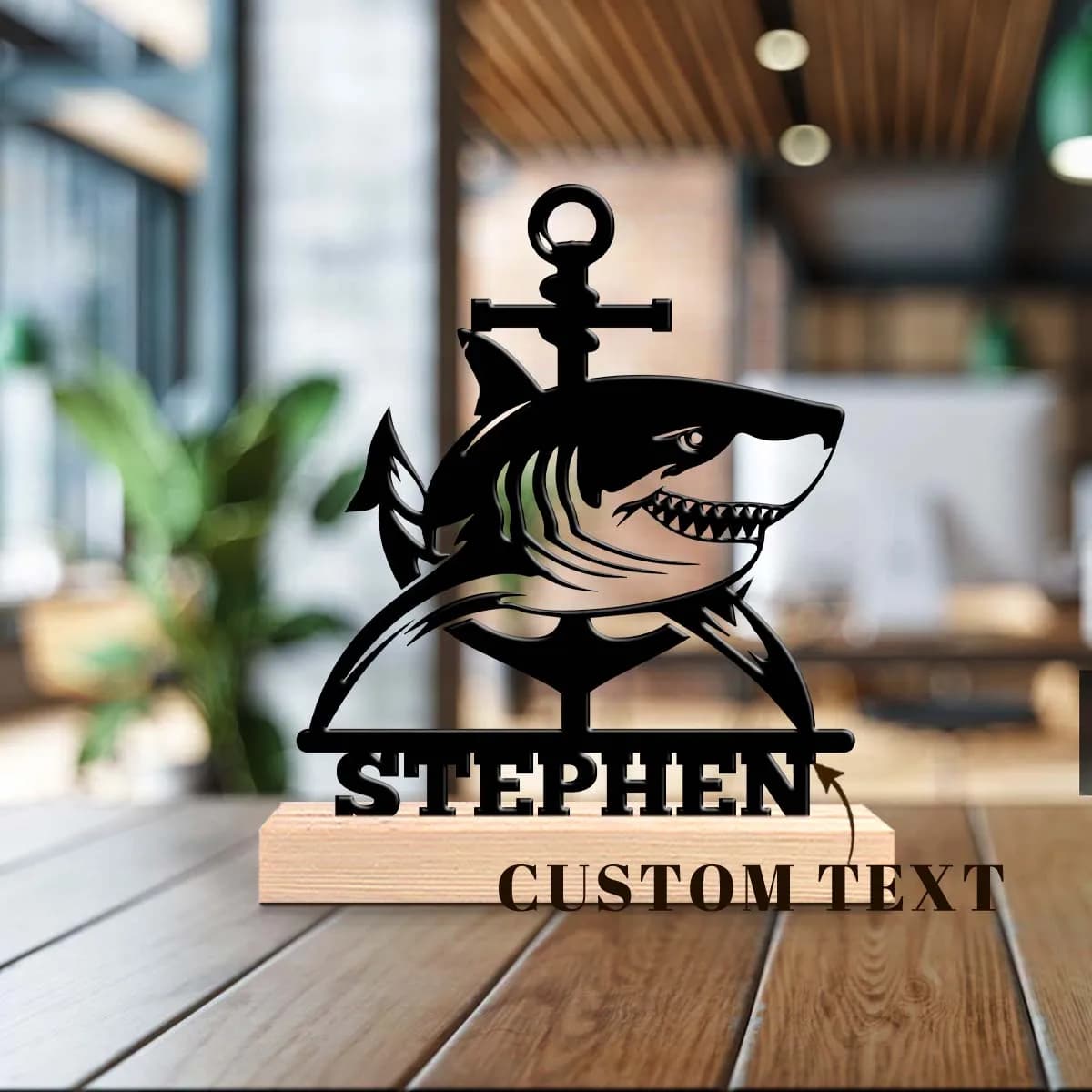 1pc Personalized Desktop Metal Ornaments Custom Name With Wooden Base Office Decoration,Christmas and Housewarming Gifts
