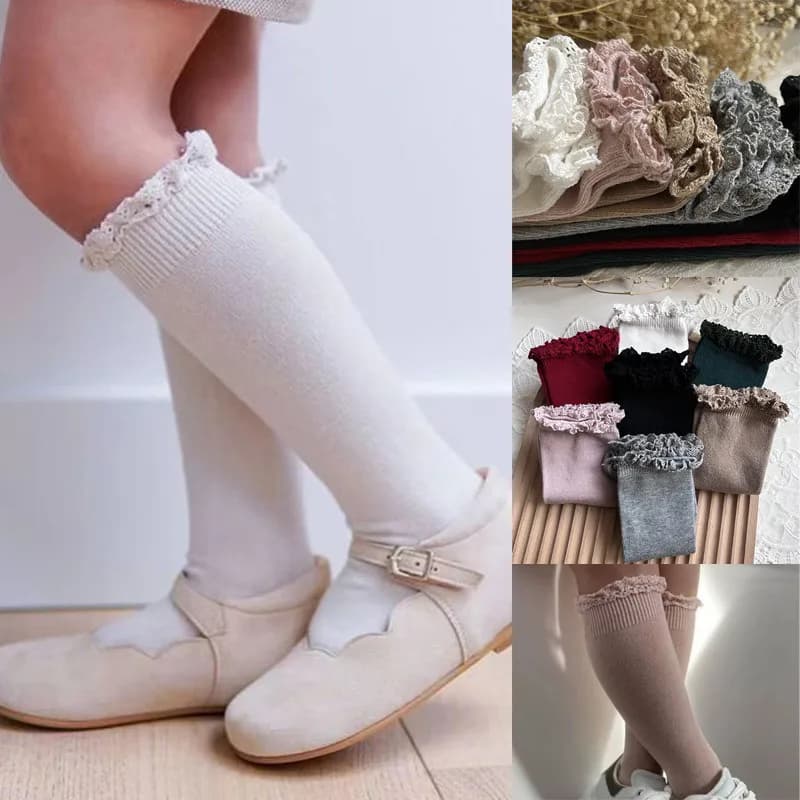 Winter Autumn Baby Girls Ruffle Socks Knee High Lace Long Sock Kids Soft Cotton Toddlers Children Princess Socks For 0-5 Years