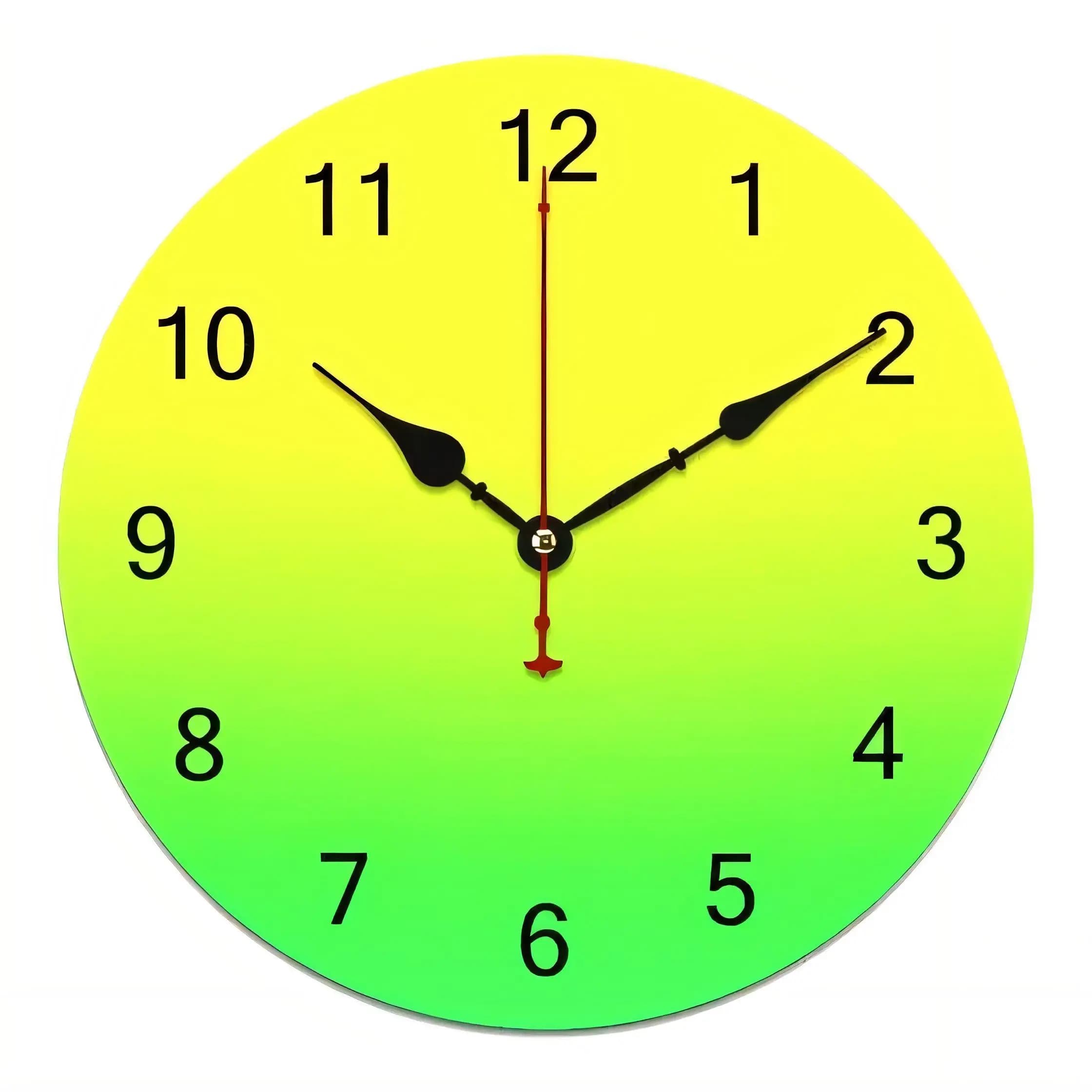 Modern Circular Wall Clock Gradient Yellow Green Face Silent Non Ticking Battery Operated Decor for Home Office