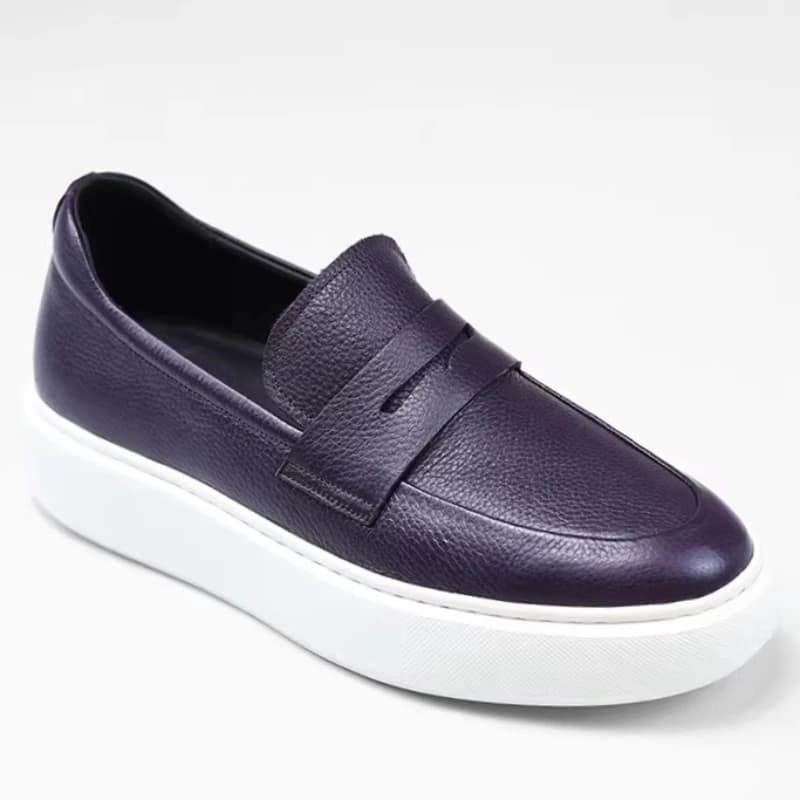 Scarpe Casual Sportive in Vera Pelle per Uomo, Mocassini in Pelle di Cervo, Traspiranti, Comodi, di Lusso, con Suola Spessa per Aumentare l'Altezza