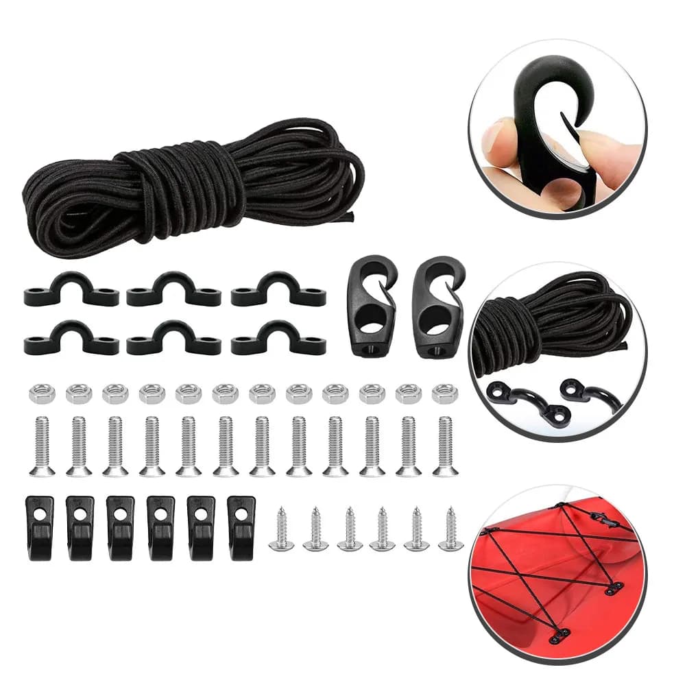 Set Professionale di Corde Elastiche per Kayak, Sistema di Fissaggio per Attrezzature, Canne da Pesca, Pagaie e Accessori per Barche