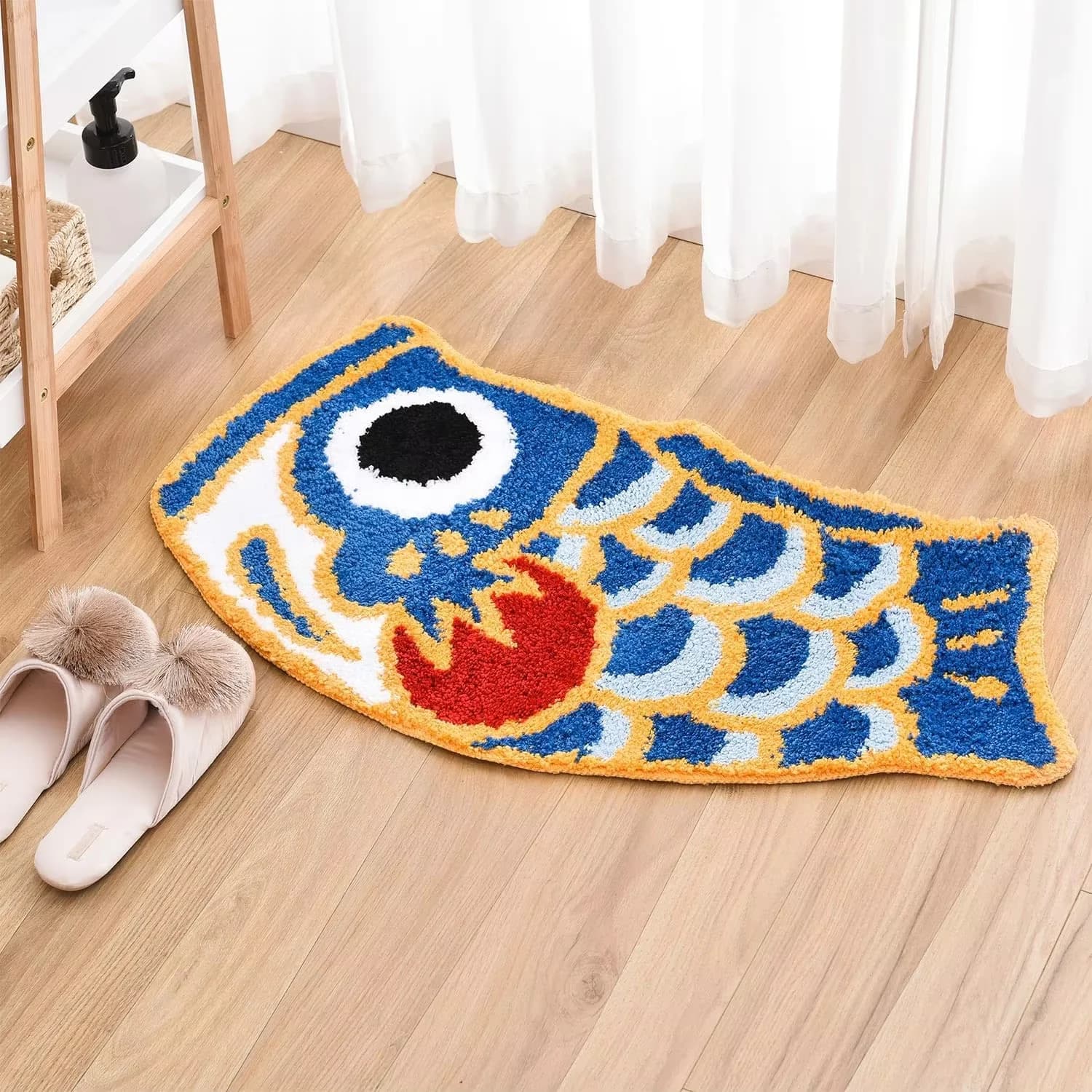 VIKAMA Carp carpet of good omen Creative special carpet Zerbino Good luck Living room carpet Bedroom decorations for the house